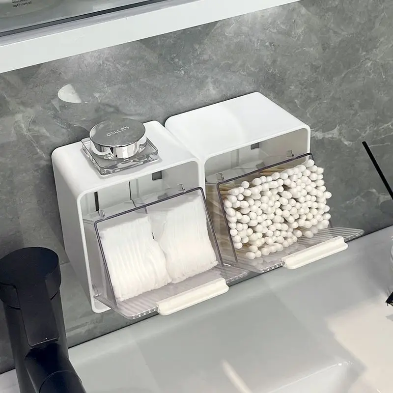 Wall Mounted Qtip Holder Canisters for Cotton Swab, Floss Qtip dispenser Qtip Jars with lid Cotton Ball Organizers Storage Box 4