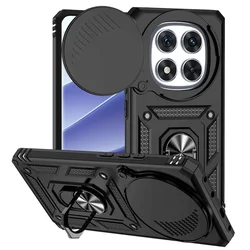 Shockproof Armor Phone Case with 360° Ring Stand Kickstand for Redmi Note 12R (Black)