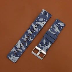 Camo Nylon Woven Quick Release Watch Strap - 22mm (Blue)