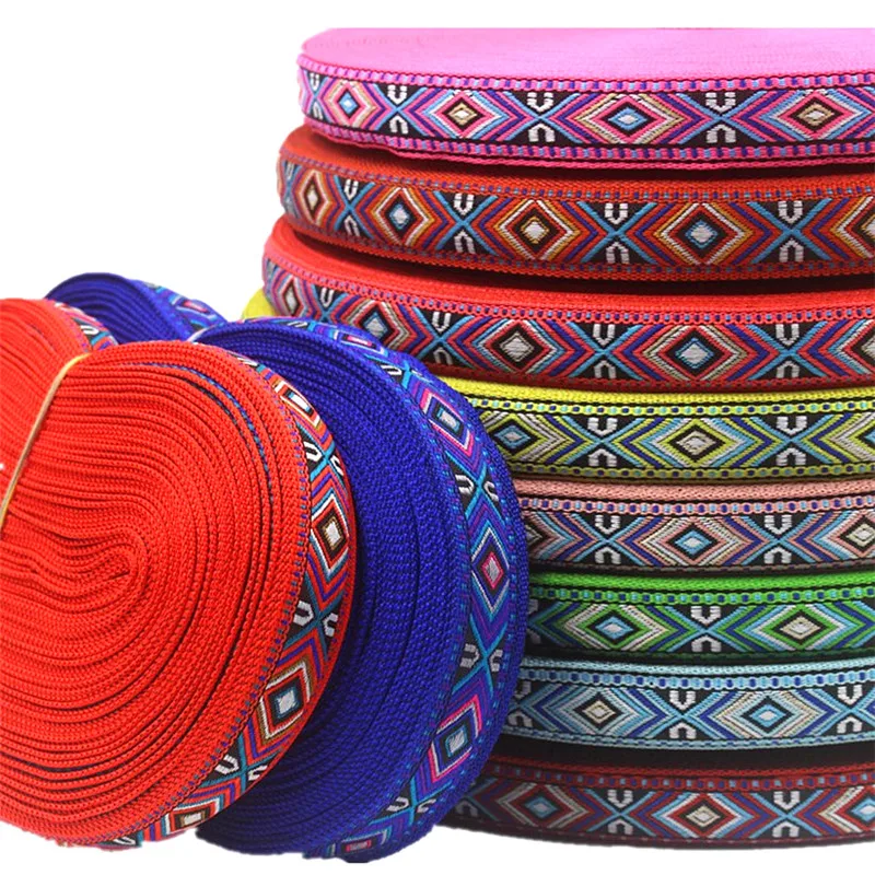 5/8" 18mm 5 Yards Geometry Woven Jacquard Ribbon for DIY Pet Collar Garment Accessories ribbon decoration ribbon supplies sewing ribbon