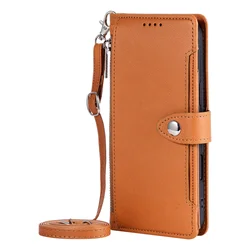 Leather Wallet Case with Long Strap and Zipper Closure - Huawei Pura 70 Art (E)