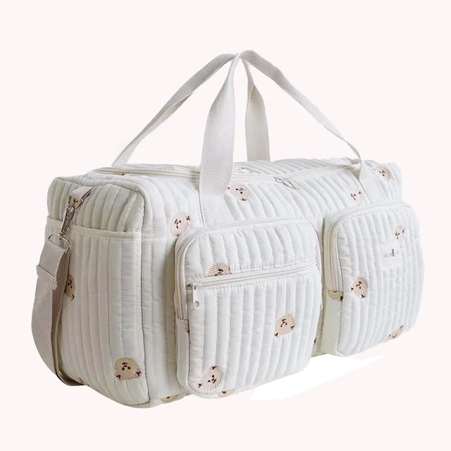 Quilted Baby Diaper Bag Large Capacity Duffle Bag Weekender Bag for Hospital and Weekender Travel 4