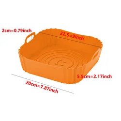 Silicone Square Air Fryer Baking Tray and Grill Pan Accessories (YH-1038-Brown)