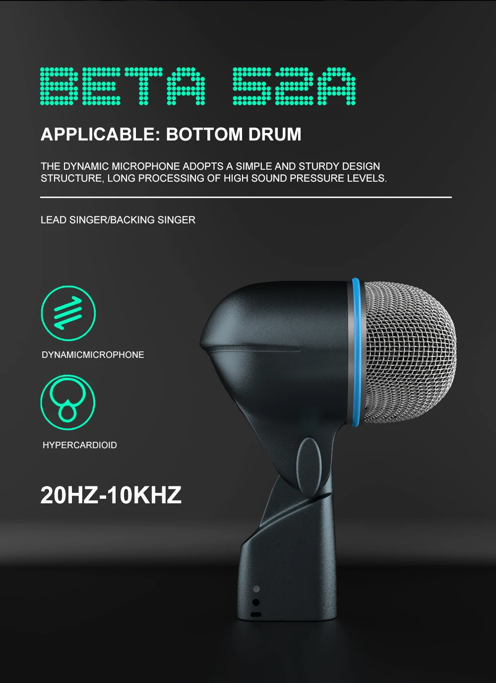 Drum Microphone BETA 56A 52A 57A Musical Instruments Mic For Band DJ Stage Instrumental Performance Recording Live