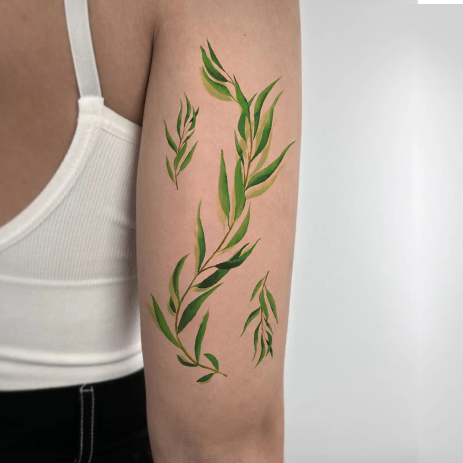 6 pçs folhas de videira verde série tatuagem temporária adesivos para mão  braço volta adesivos corporais descartáveis folhas de grama selvagem  tatuagem falsa - AliExpress, image size:1600x1600