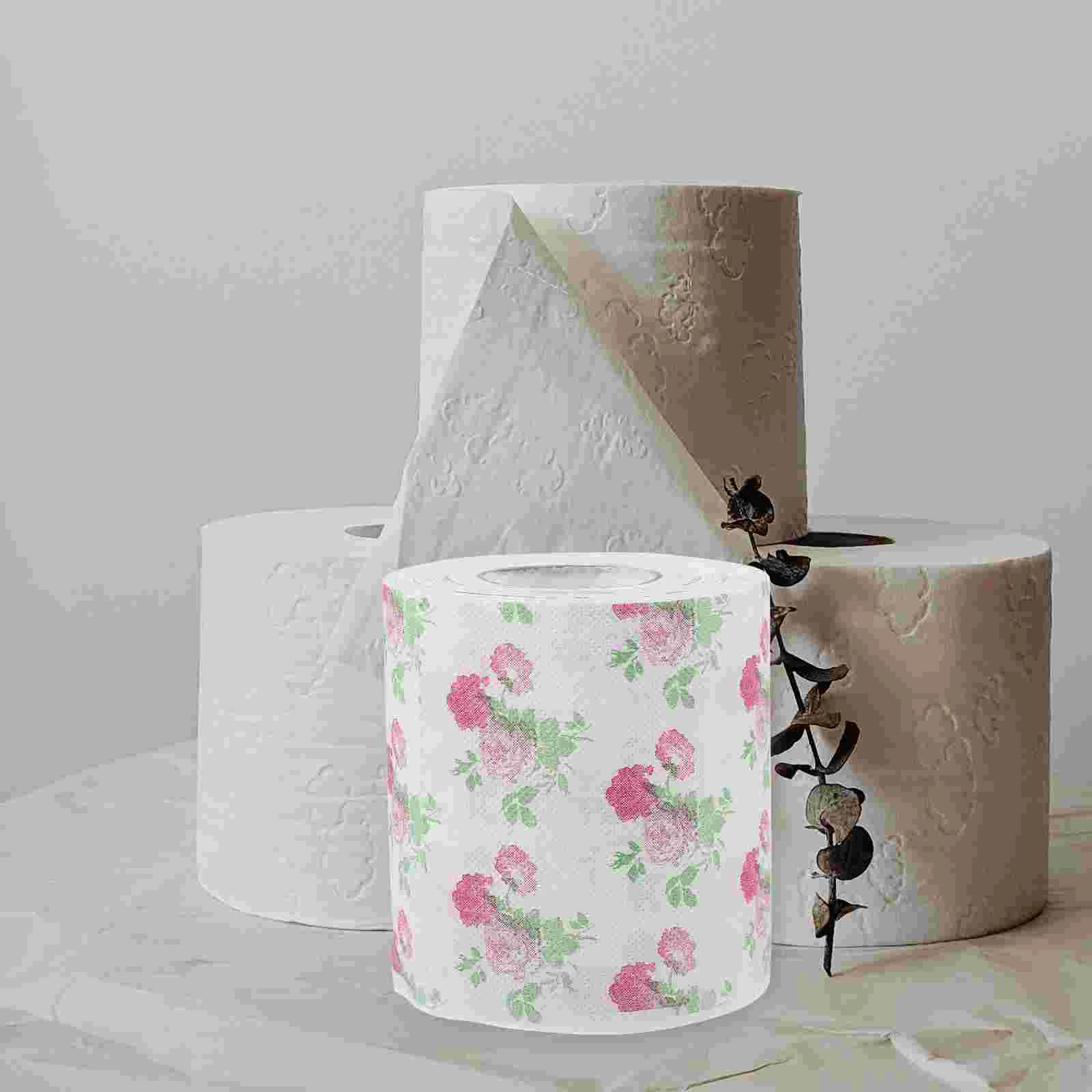 

2 Rolls Colored Toilet Paper Soft Printed Bath Tissues for Bathroom Cute Creative Decor Kitchen Napkin Towels Bulk