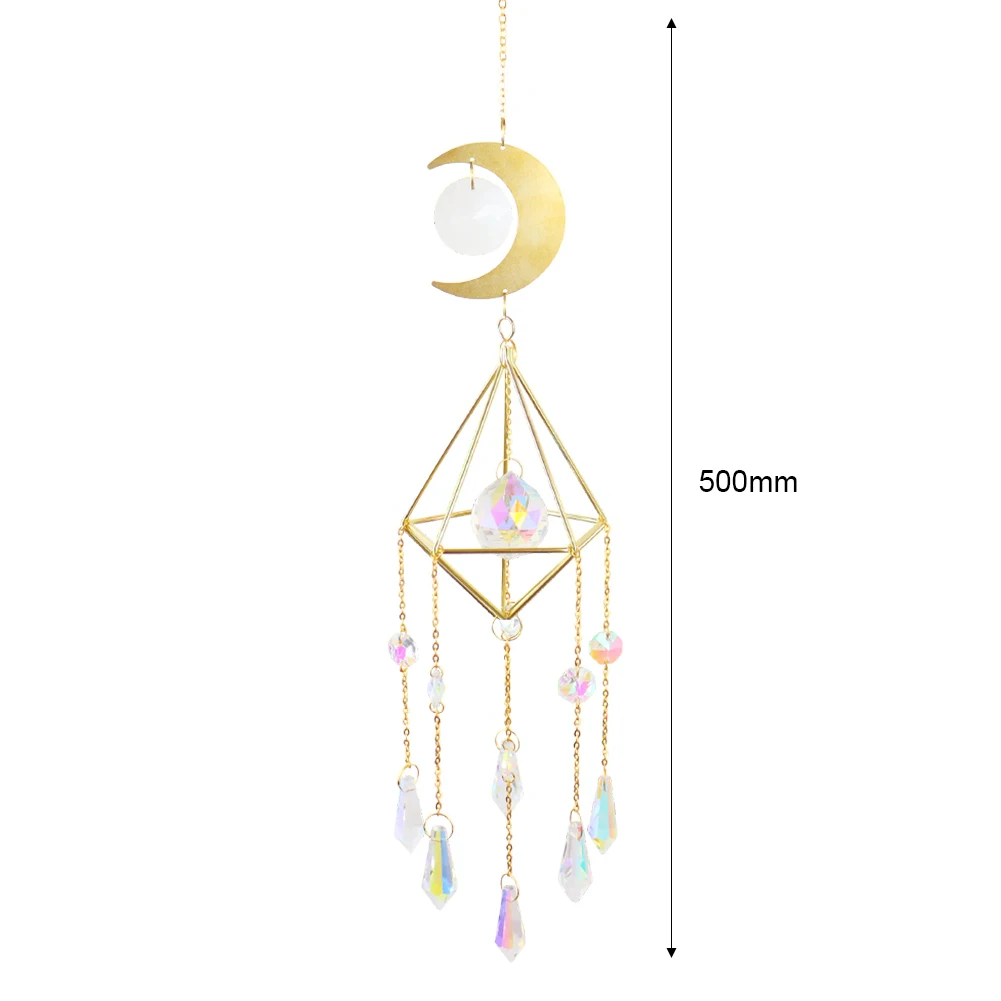 Hanging Sun Catcher Crystal Teardrop Chandelier Wind Chime Prism Suncatcher Rainbow Maker Light Catcher Window Garden Decoration