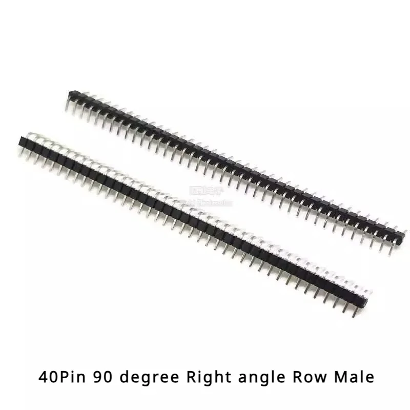 

10Pcs/lot 2.54mm 1*40p 90 degree Right angle Single Row Male R/A Pin Header Positive/Reverse PCB Board Connector Pinheader