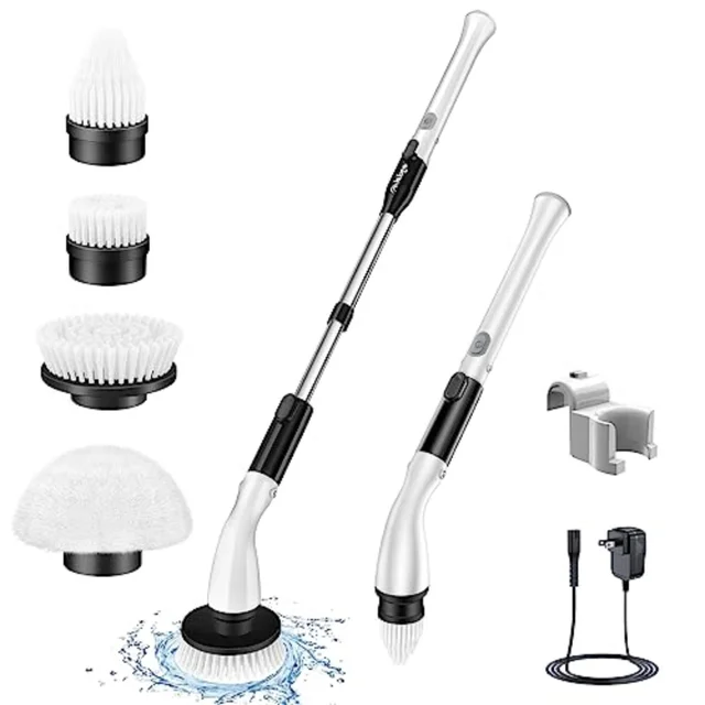 VEVOR Electric Spin Scrubber Cordless Electric Cleaning Brush with Auto Detergent Dispenser & 2 Adjustable Speeds Portable Power Shower Scrubber