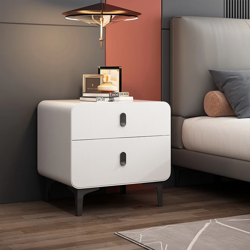 

Modern White Gamer Bed Side Table Cabinet Storage Unique Luxury Nightstands Minimalist Nachtkastje Bedroom Furniture LJ50BT