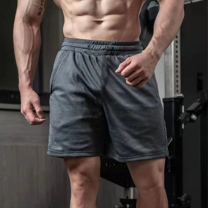 Men's Mesh Shorts Breathable Quick Drying Gym Running Short Pants Solid Color Daily Sports Shorts Men 4