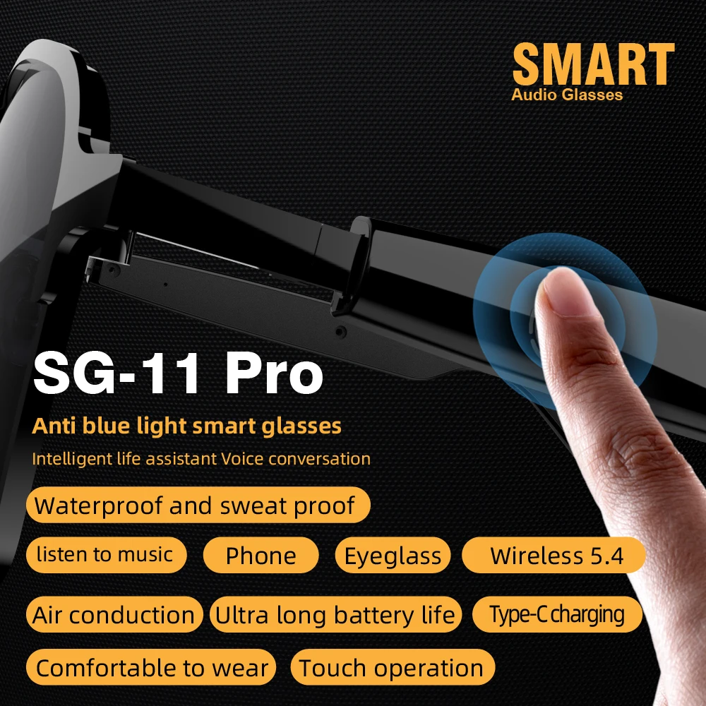 New SG-11 Smart Wireless Bluetooth Listen Music To Answer The Phone Men And Women Fashion Anti-blue Light Glasses_voghion.com