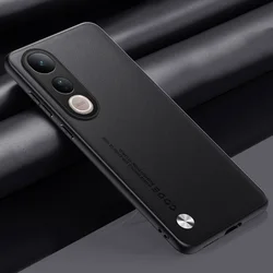 Leather Camera Protective Case - Hard Shell Cover for VIVO V30 (Black)