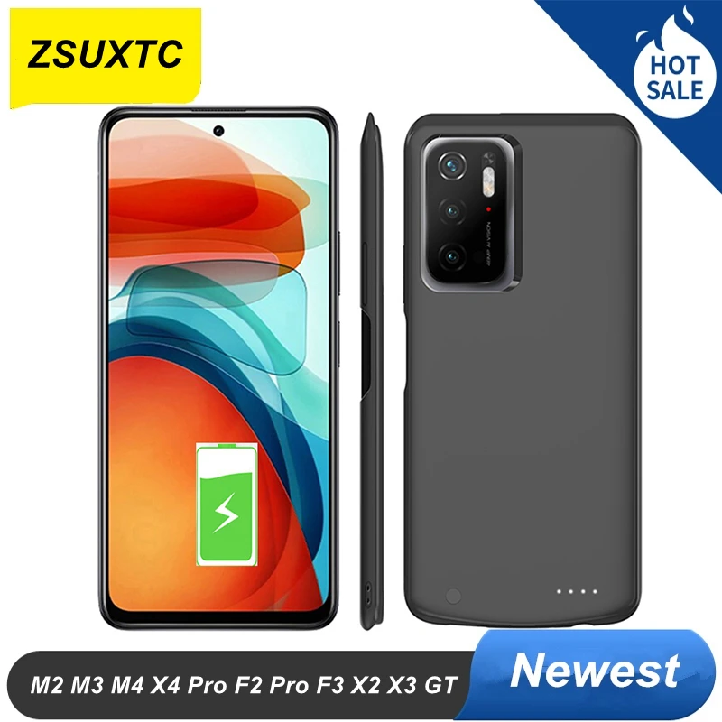 Energia para Xiaomi Poco m2 m3 m4 x4 Pro 5g Poco f2 Pro f3 x2 Poco x3 gt Power Bank Capa Telefone Case Carregador de Bateria 6800mah Case de