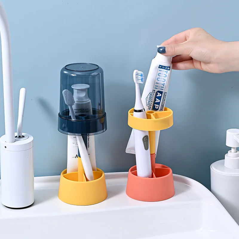

2 in 1 Tooth Brush Holder OrganizerCup Toothbrush Toothpaste Holders Bathroom Detachable Easy Cleaning Toothbrush Caddy Storage