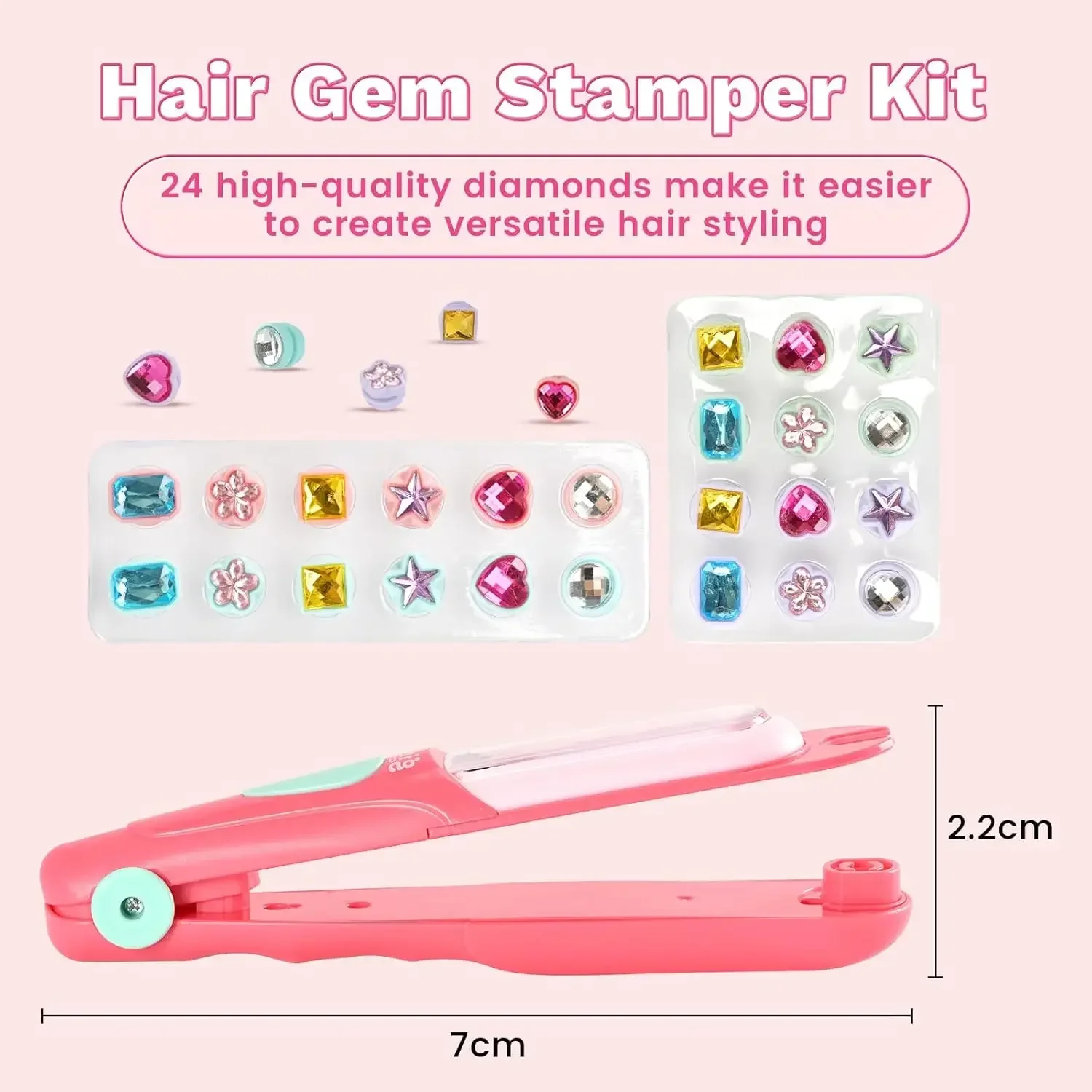 Hair Gem Stamper Kit Blingling Hair Jewels for Girls Toys Styling Tool with Reusable Shining Diamonds Pretend Play Toy Gift