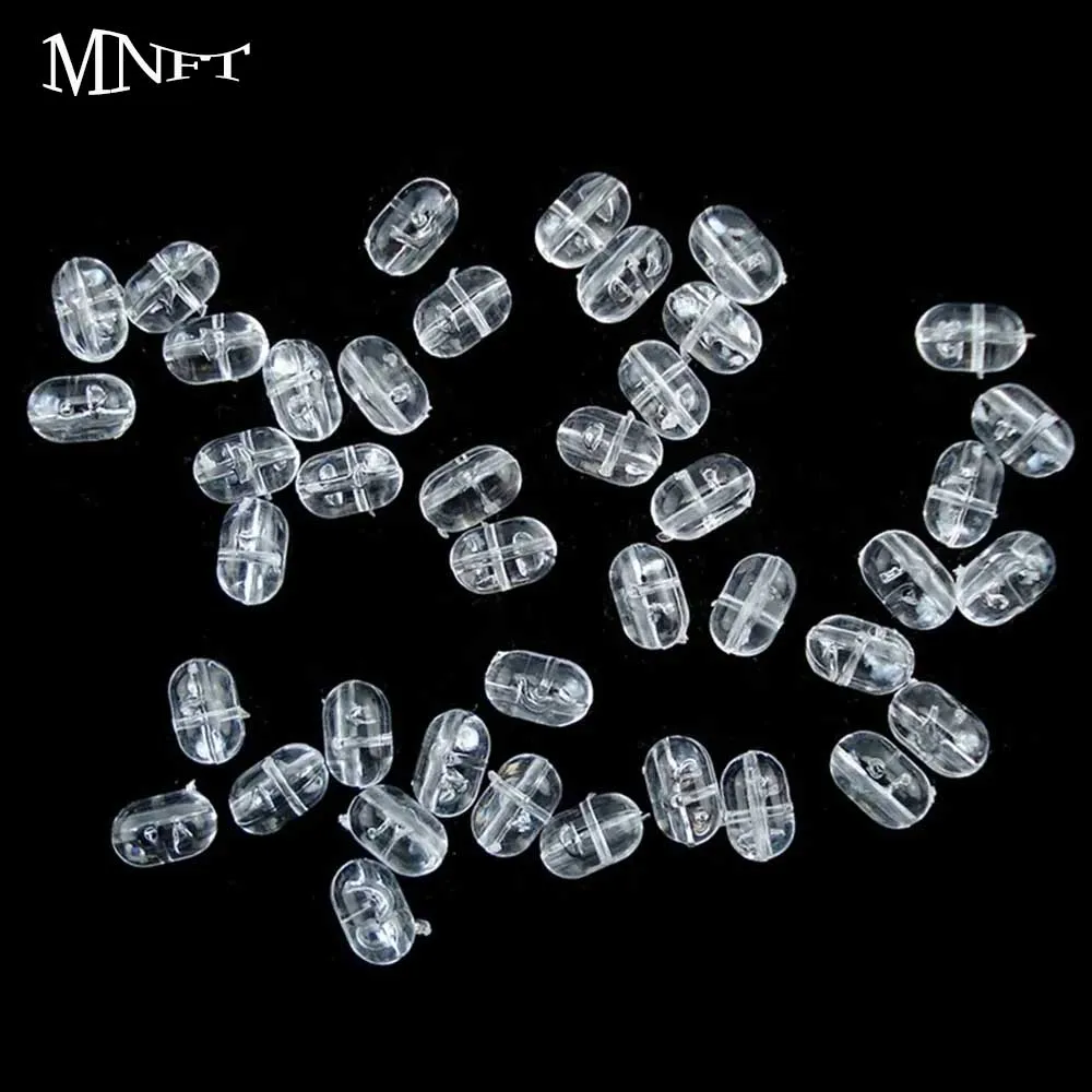 Perles de pêche MNFT 100PCS transparentes ovales à double trou pour montage Sabiki et connecteurs 3 voies