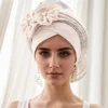 1 Casual Bun Hat Space layer ironed drill two flower multi-layer African dinner hat Auto gele Bun Hat 5