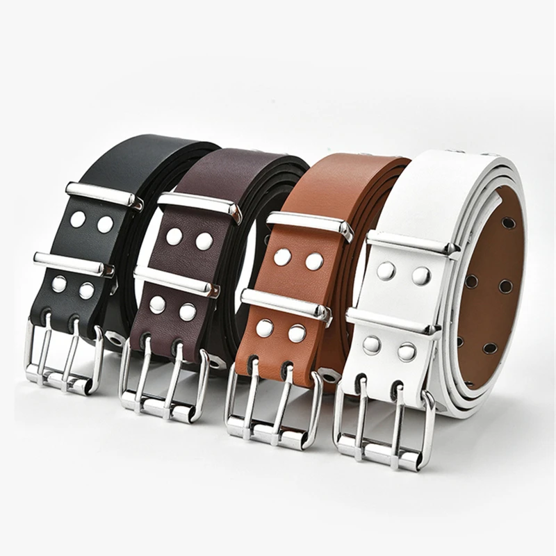 

Adjustable Punk Waist Belt For Women Double Star Eyelet Grommet Belts Hollow Out PU Leather Waistbands Dress Jeans Decorative