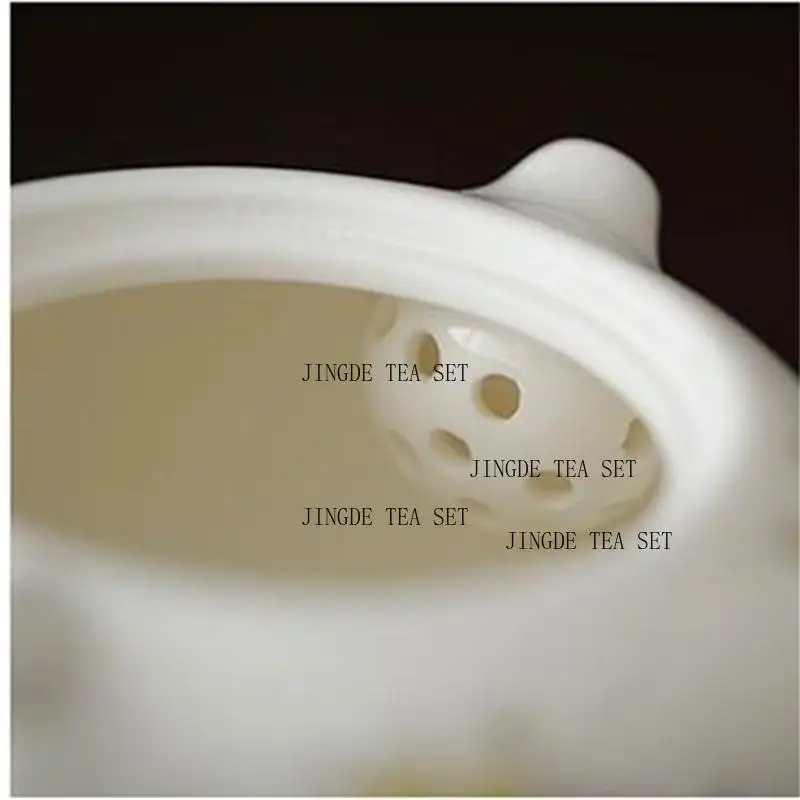 1 set of 3 Dehua ceramic peonies sheep fat jade porcelain gilded roasted flowers Chinese style Xishi teapot