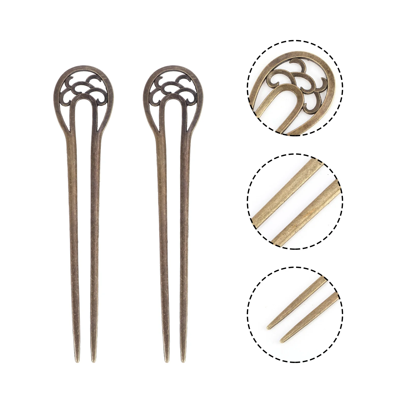 

2 Pcs Rhinestone Chopsticks Women Hairpin Vintage Double Miss Women's Decorative