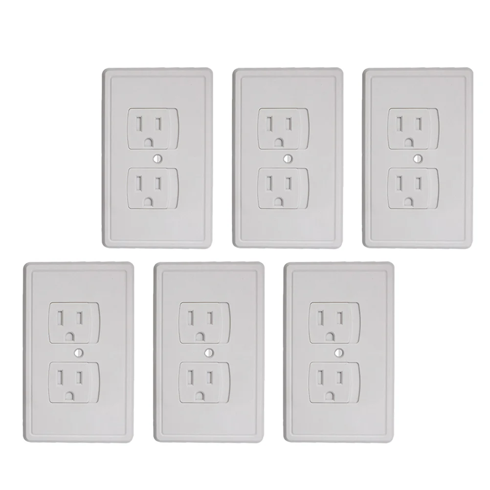 

6 Pcs Anti-Electric Shock Socket Cover Outlet Covers Wall Plugs Plate Power Supply Childproof