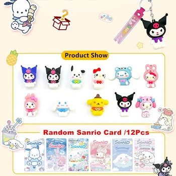 Sanrio Figure Keychain Blind Box Hello Kitty Kuromi Cinnamoroll Melody Keyring Figurine Dolls For Girl Gifts Kids Toy 2