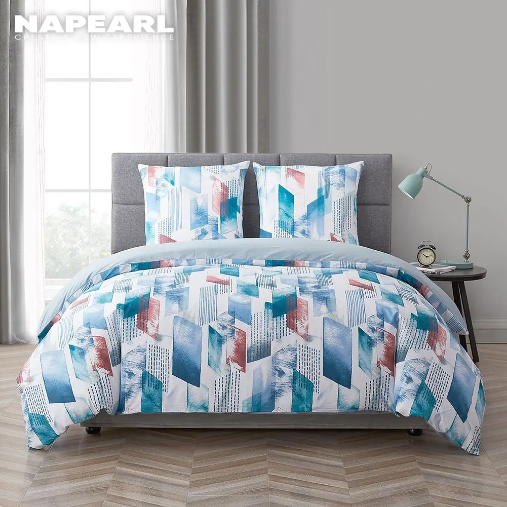 

Комплект постельного белья NAPEARL с геометрическим принтом, размеры s, Queen, 200x220, хлопок, мягкий комплект постельного белья, двойной размер, пододеяльник, наволочка