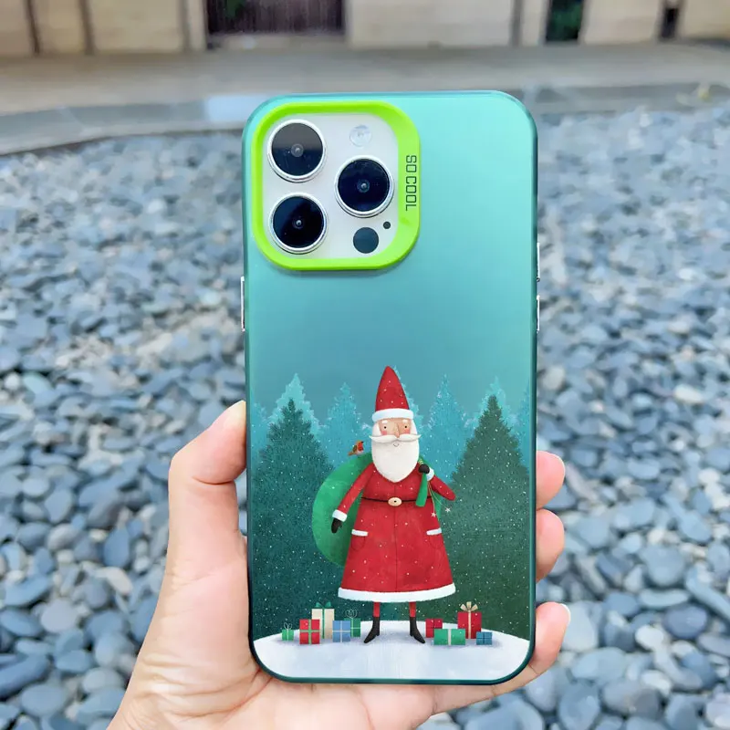 Luxus Cartoon Weihnachten Handy hülle für iPhone 14 15 Pro Max Plus 11 12 13 Mini Pro Max einfache Santa stoß feste Laser Matte Hülle – Detail 8