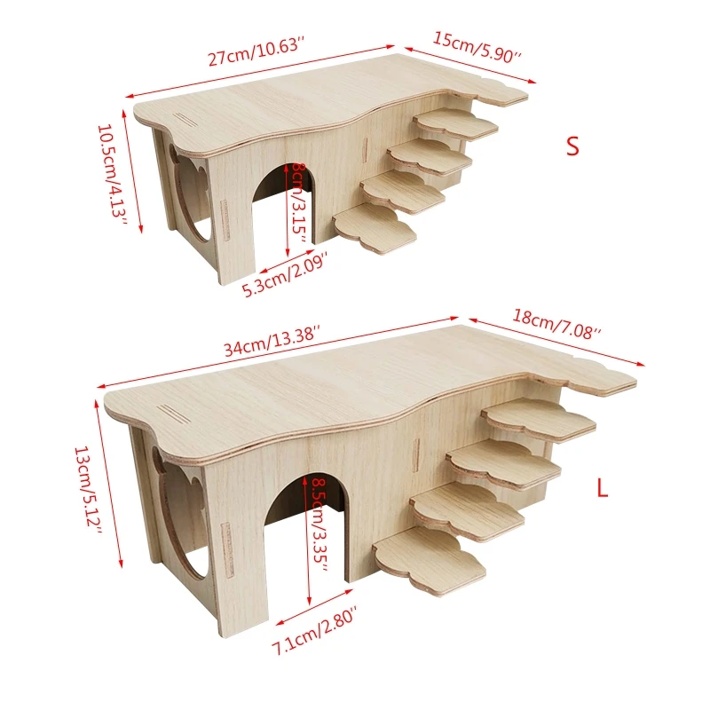 New Hamster Wooden Houses with Steps Hamster Hideout Multi Chamber Room for