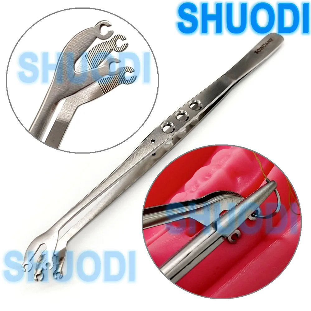 DentalSurgicalSutureCornTweezerTipWithDoubleHoleOperation