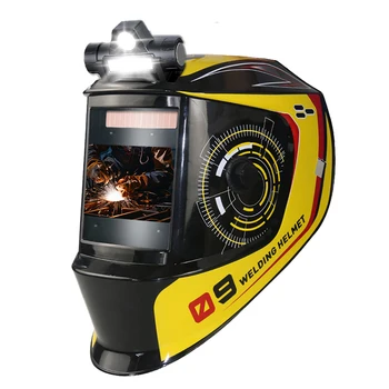 Casco per saldatura con oscuramento automatico ad ampia vista, paralume largo 4-9/9-13 per taglio e molatura dell'arco TIG MIG
