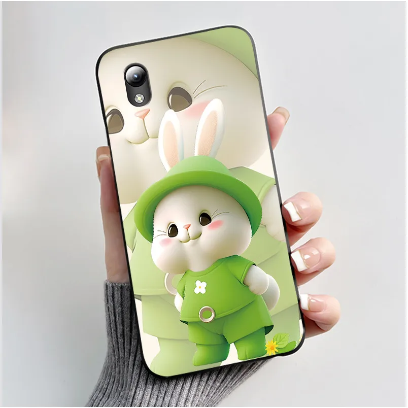 Luxury Cute Love Rabbit Cartoon Black Silicone Shockproof Case