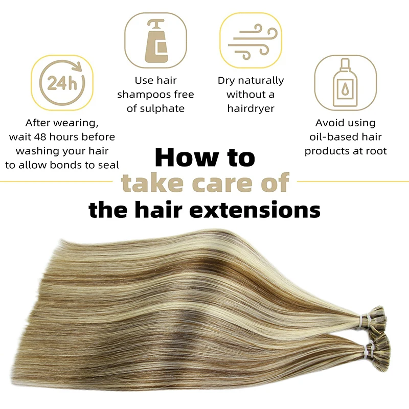 Human hair extension Straight Flat Tip Human Hair Extensions Natural Original Keratin Capsules 0.8g/1g/Strand 50pcs Fusion Extensions For Hair