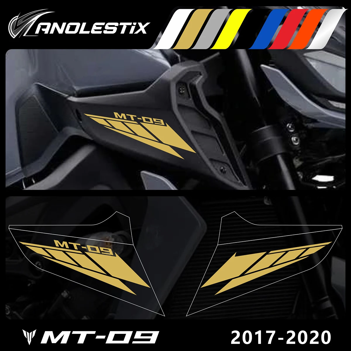 AnoleStix Reflective Motorcycle Logo Set Emblem Decals For YAMAHA MT09 MT-09 SP 2017 2018 2019 2020