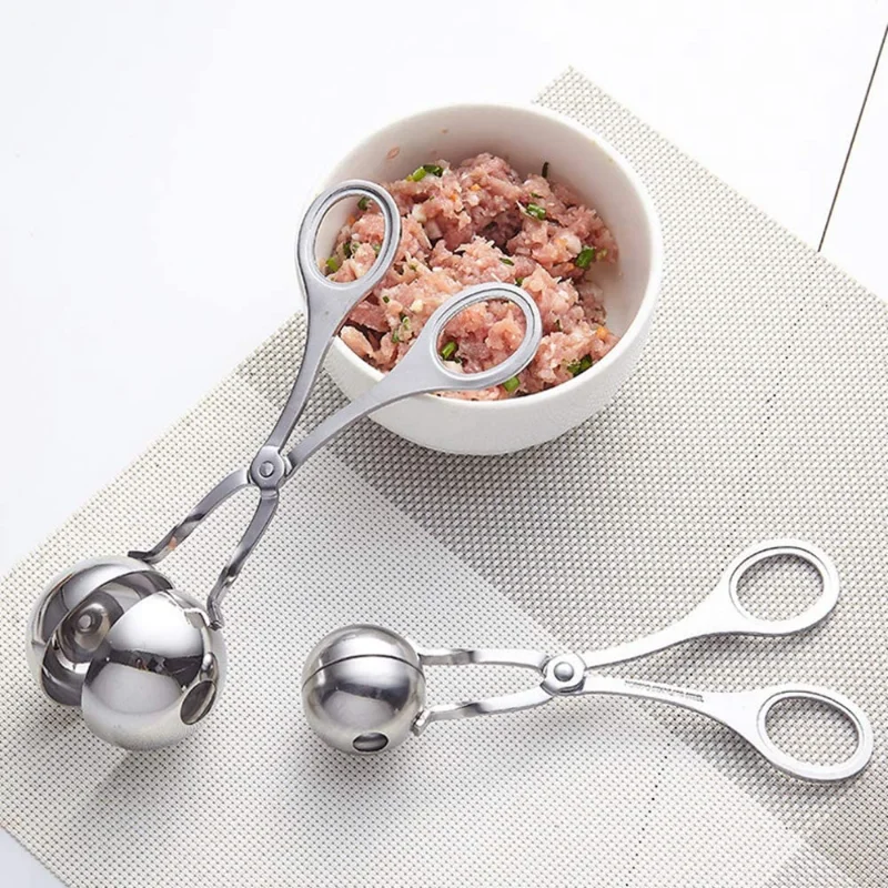 Stainless Steel Meatball Scoop Maker for Cake Ice Cream Melon Kitchen Tool  Tongs