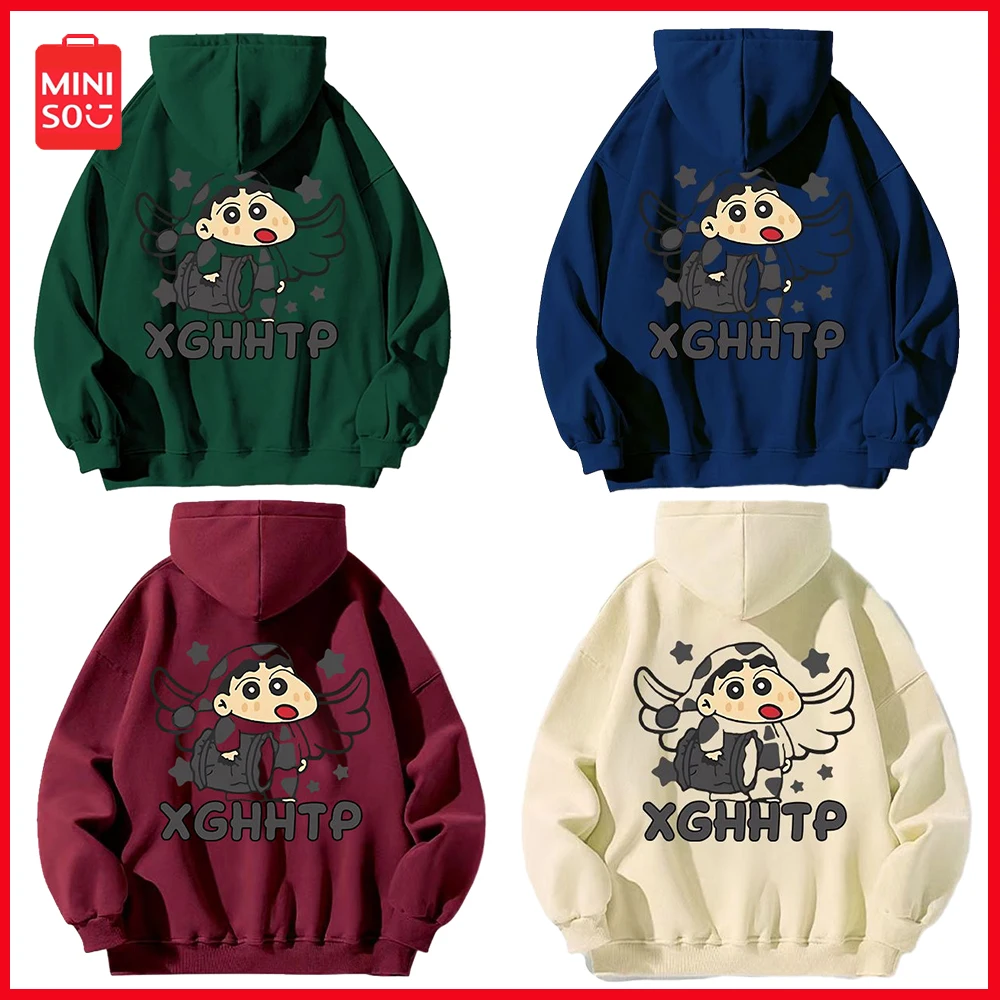 

Miniso Crayon Shin-Chan Japanese Anime Y2K Couple Fashion Versatile Hoodie Autumn Loose Fitting Long Sleeved Casual Sportswear