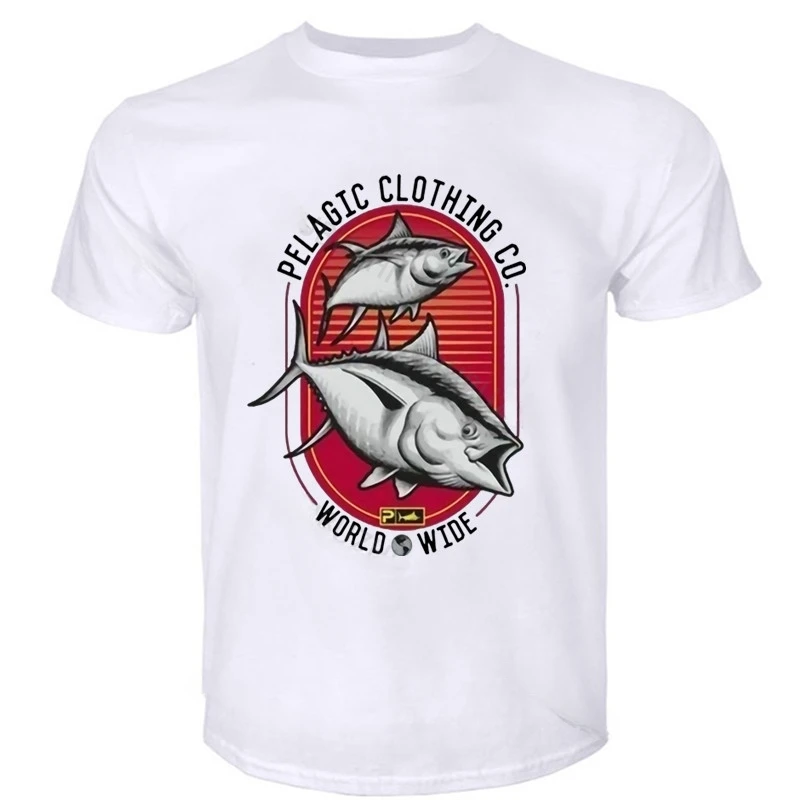 

Белая Новая модная футболка Nwot, Мужская футболка, мужские хлопковые топы, Мужская футболка Pelagic Tuna Strike Fishing