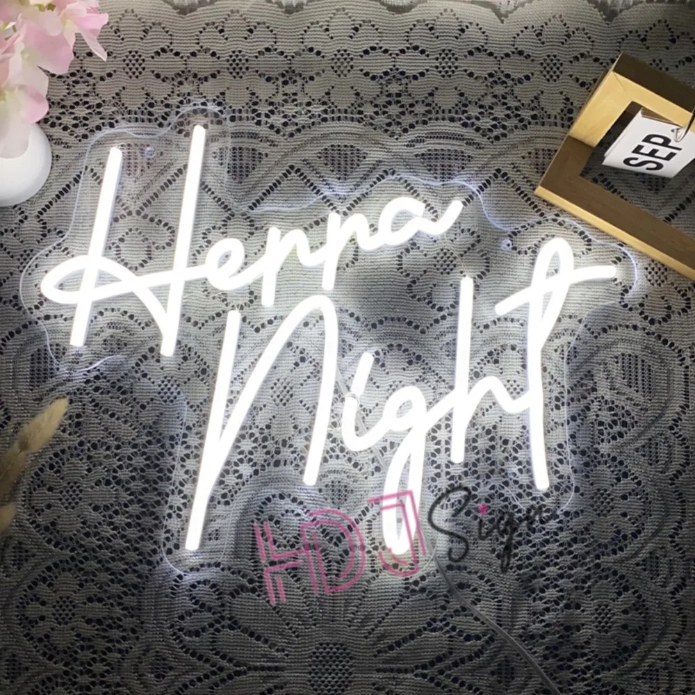 Henna Night Neon Signs Bar Pub Club Home Decoration Wall Hanging Flex Neon Lights Wedding Home Party Decor Neon Signs LED Lamp