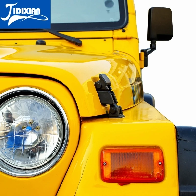 JIDIXIAN 한 쌍의 검은 색 자동차 엔진 후드 래치 캐치 잠금 커버 지프 랭글러 TJ 1997-2006 ABS 자동차 외장 액세서리