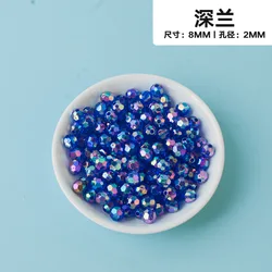500g Transparent AB Colored Octagonal Acrylic Beads - 6mm 4600pcs 500g (Dark blue AB)
