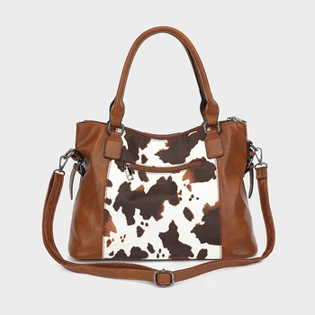 Purses Tote Bag For Women, Handbags PU Leather Large Shoulder Bag,  Cow Pattern Work Bags With Multi-Pockets, Designer Hobo Satc 4