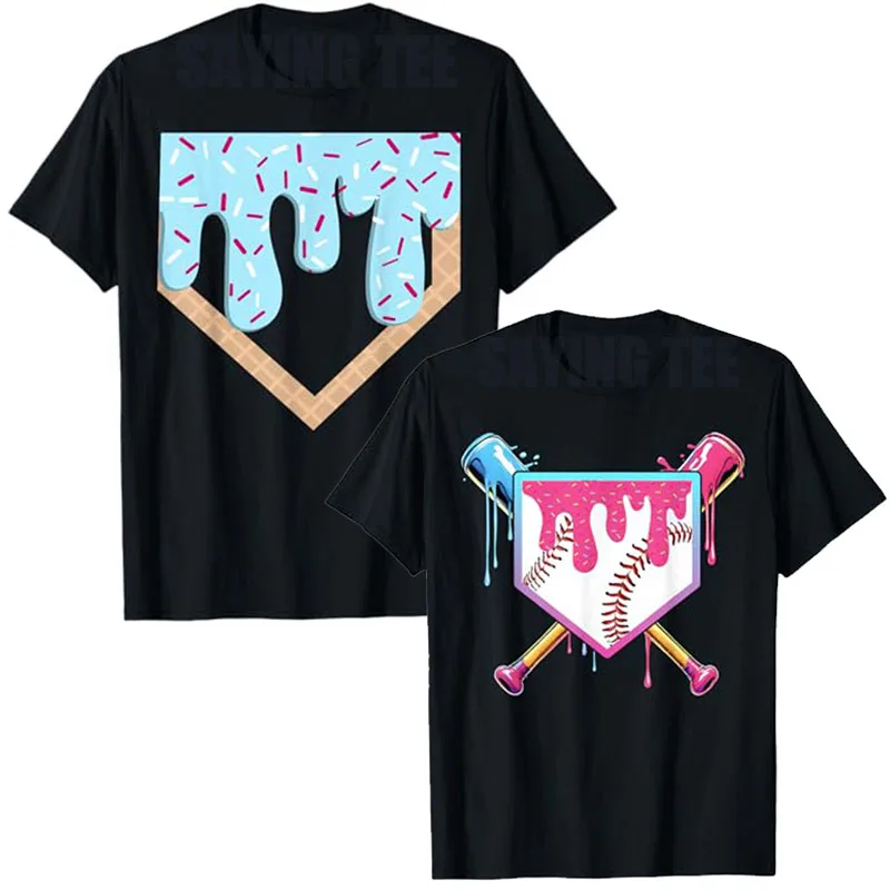 Baseball Ice Cream Dripping Baseball Home Plate Drip T-Shirt Baseball-Drip for Boys Softball Graphic Outfit Awesome Saying Tee