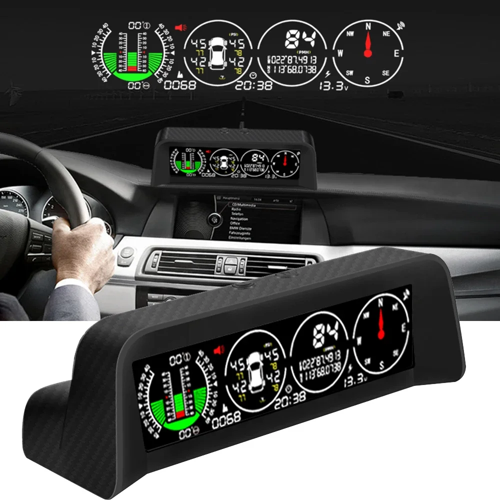 Off Road Inclinometer X91 TPMS Smart Slope Meter 4 in 1 GPS TPMS Tire Monitor Inclinometer Gague Tire temperature Overspeed reminder