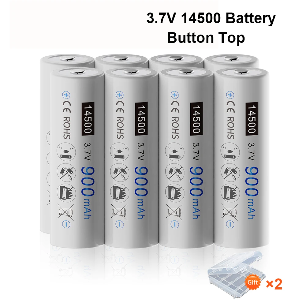 

True Capacity 14500 Li-Ion Rechargeable Battery Button Top 3.7V 14500 AA Lithium ion Batteries for Flashlight Remote Control