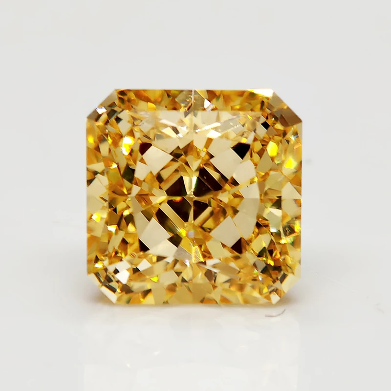 Golden/Yellow Square Crushed Ice Cut Cubic Zirconia High Carbon