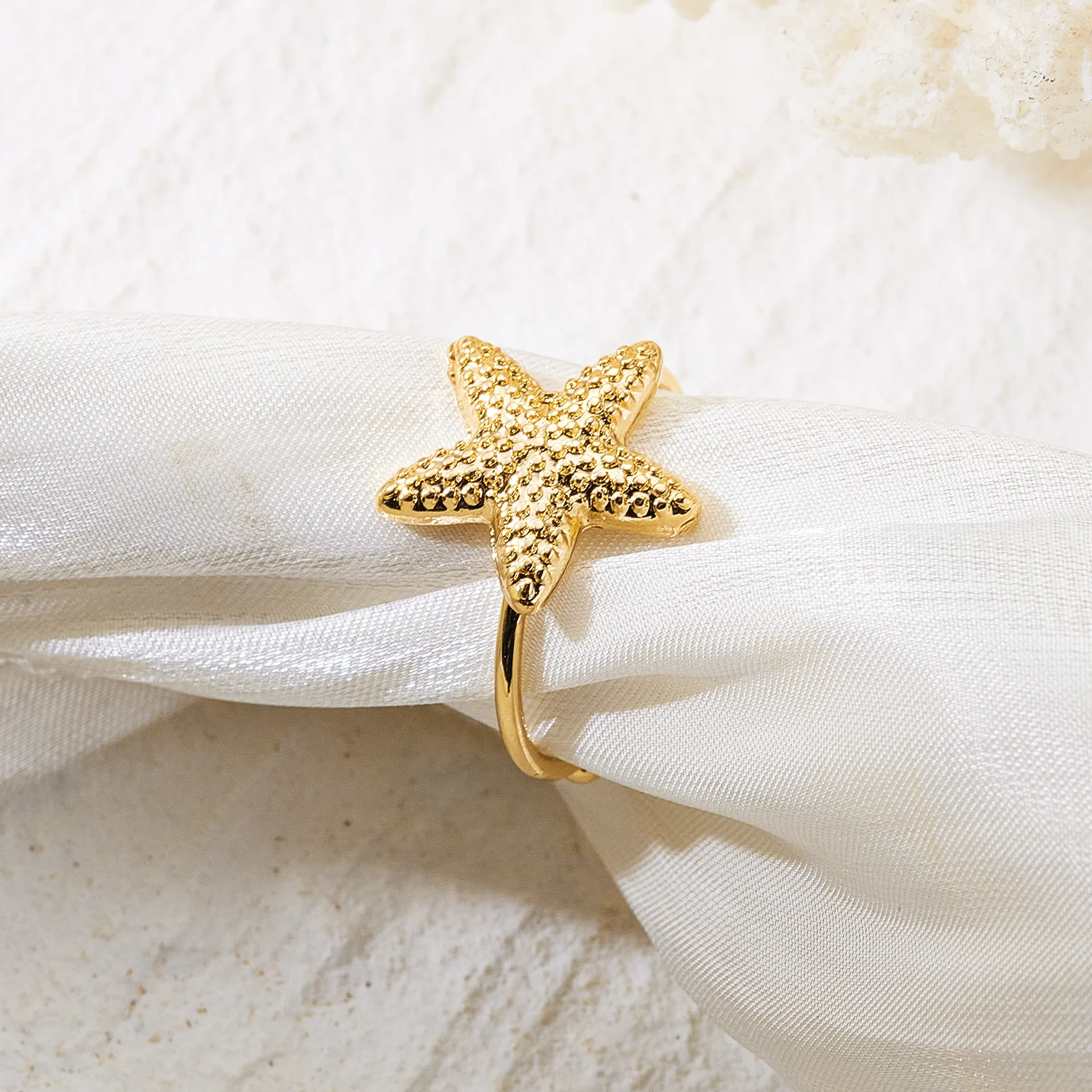 Ozean-Seestern-Muschel-Armband- und Ring-Sets für Damen aus Legierung mit Sonnenglanz, stapelbar, für Strandurlaub, Schmuckgeschenke – Detail 5