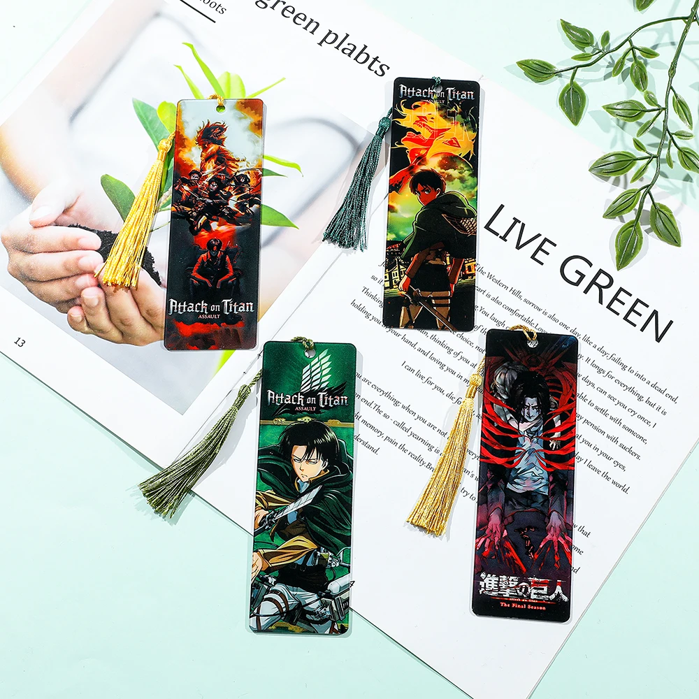 Attack on Titan Colorful Anime Pattern Acrylic Bookmark Student Reading Stationery School Supplies Gifts Bookmarks Stationery Supplies