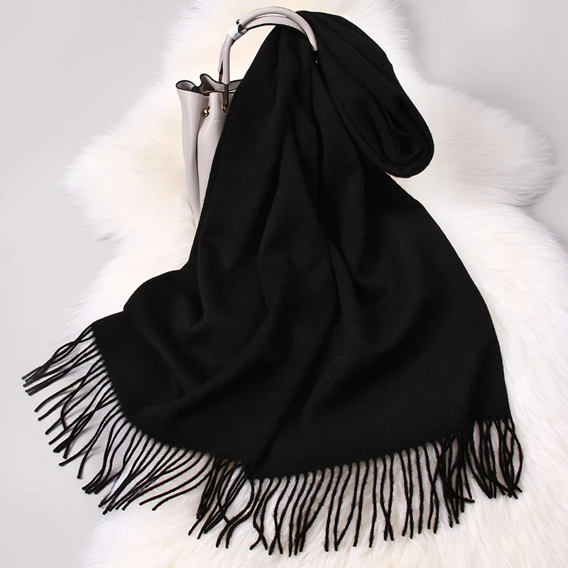100% Wool Scarf For Women Solid Shawls Wraps For Ladies Long Warm