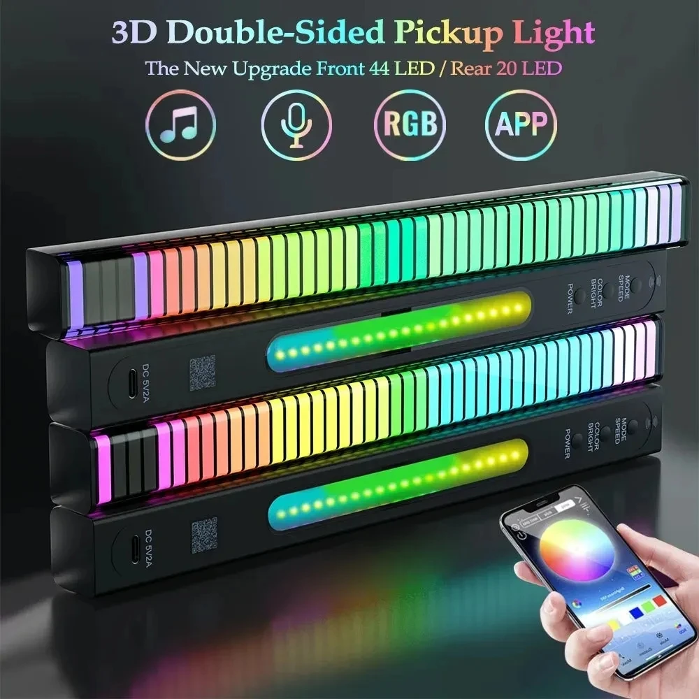

Double Side Music Rhythm Ambient Light LED APP Control Intelligent RGB Car Light Sound Control Car Game Light TV Decoration Ligh